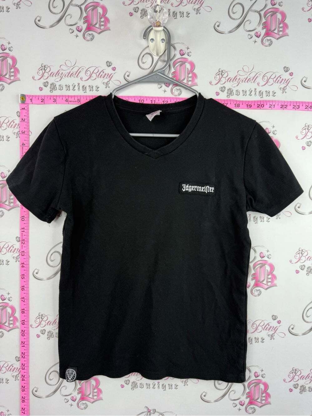 Jagermeister tshirt Black V-Neck Short Sleeve Logo Tee